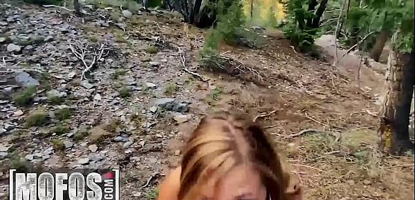  Blonde Babe (Molly Pills) Rubs Her Pussy Big Boobs In The Woods Rides A Hikers Big Cock - Mofos